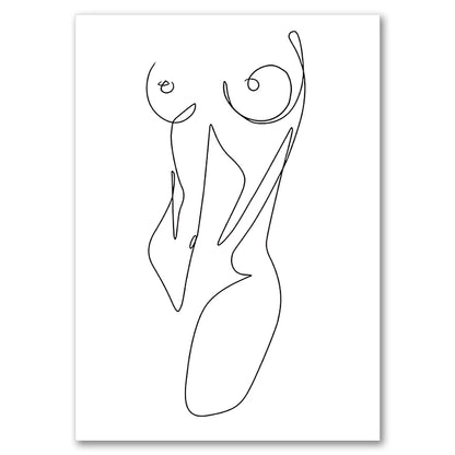 Sexy Female Body Art Print Naked Nude Canvas Poster Line Drawing Prints Abstract Woman Wall Art Painting Pictures Bedroom Decor