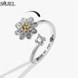 Korean Fashion Daisy Spinner Fidget Ring Multiple Style Sunflower Rose Snowflake Rotate Freely Anti Stress Anxiety Rings Wedding