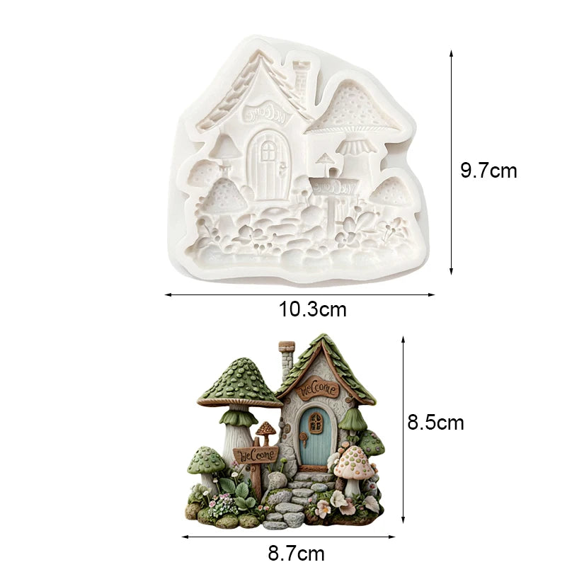Mushroom House Silicone Sugarcraft Mold Resin Tools Cupcake Baking Mould Fondant Cake Decorating Tools
