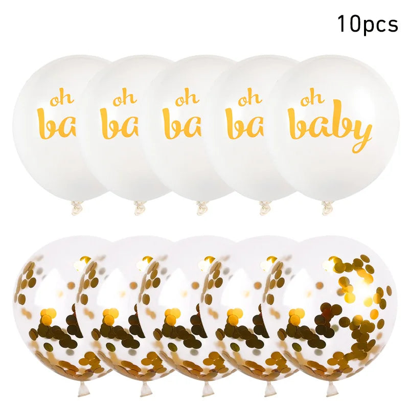 10pcs Oh Baby Printed Latex Balloons It is A Boy Girl Balloon Birthday Party Baby Shower Decoration Boy Girl Gender Reveal decor