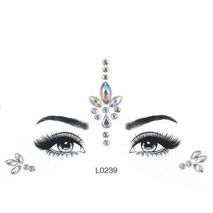 3D Sexy Face Tattoo Crystal Stickers Temporary Tattoos Glitter Fake Tattoo Rhinestones Masquerade Women Party Face Jewels Tattoo