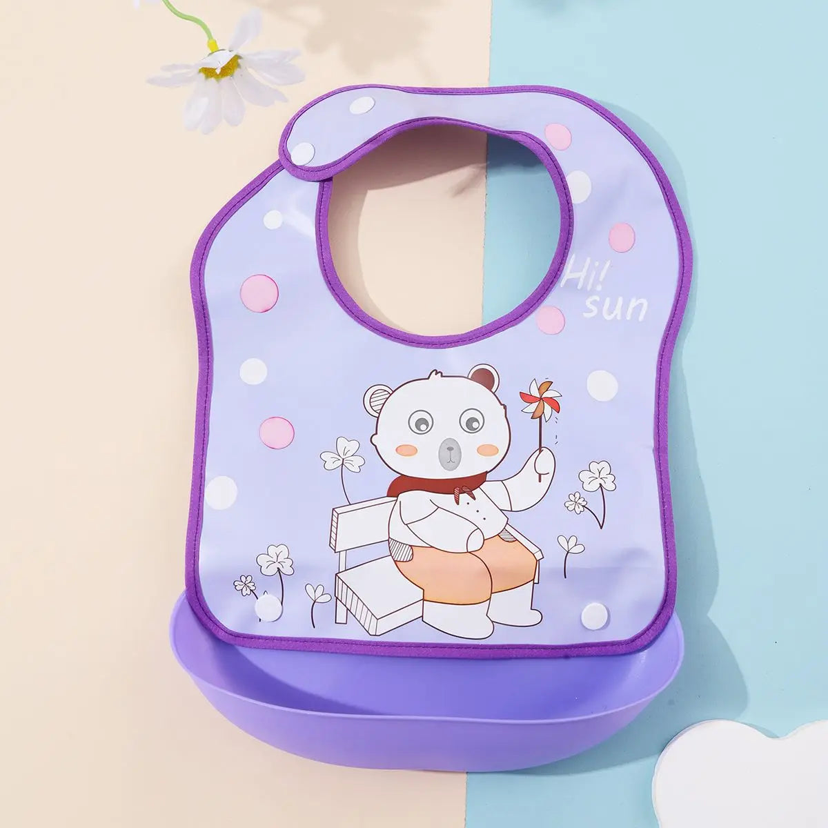 Waterproof food Baby bib with pocket