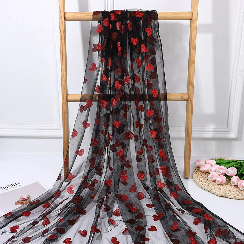 Red Heart-shaped Mesh Tablecloth Perfect For Decorating Wedding Banquets Parties And Romantic Valentines Day Candlelight Dinners