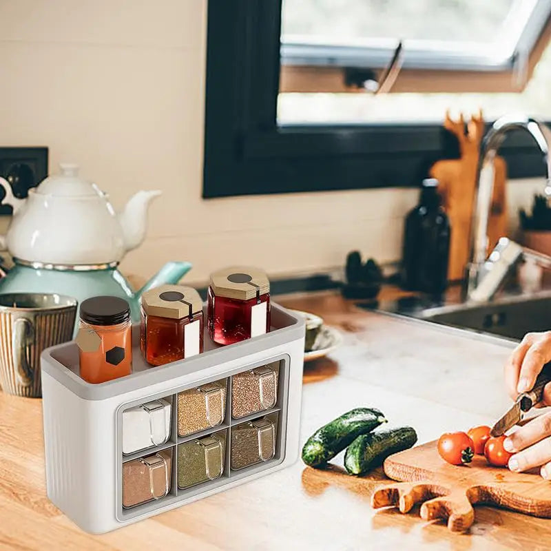 Wall-Mounted Seasoning Storage Box Kitchen Pepper Storage Box Adhesive Wall Mounted Condiment Jar Set For Home Kitchen