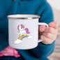 Cartoon Unicorn Enamel Mug – Creative Kids Drinkware for Water, Juice, Milk & Birthday Gifts