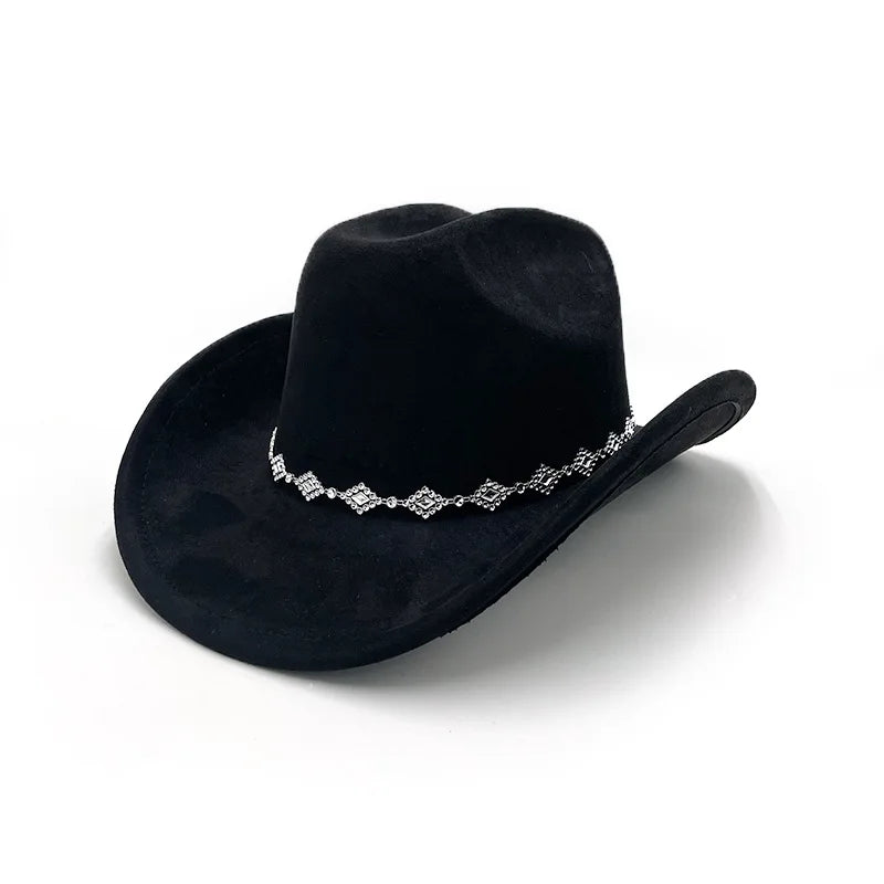 1Pcs Premium Brown Cowboy Hat with Crystal Band Stylish Sun Western Theme Parties,Outdoor Ranch Activities Casual Daily Wear