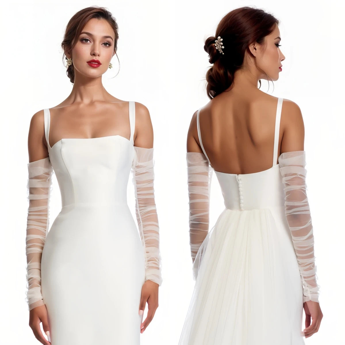 Women's Removable Bridal Accessories: Soft Tulle Bolero, Arm Sleeves, and Gloves for Wedding Dresses