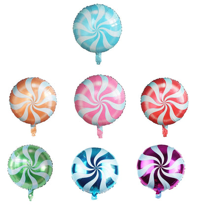 10pcs 18" Lollipop Swirl Foil Balloons – Candy Themed Round  Balloons for Birthday Party, Baby Shower, Carnival, Holiday Decor