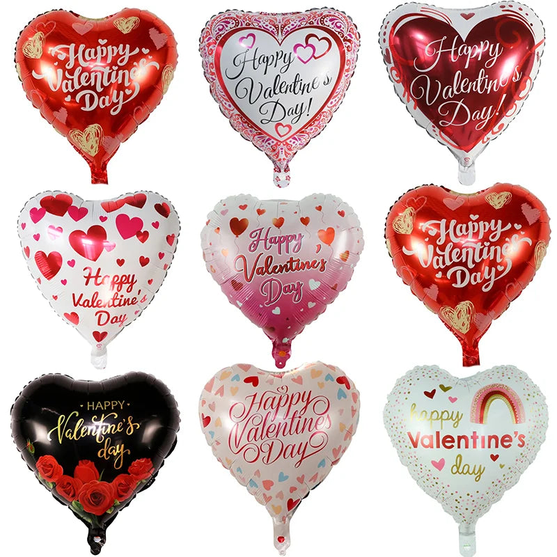 50‑Pack 18" Valentine’s Day Heart Foil Balloons – “I Love You” Helium Wedding & Romantic Party Decorations