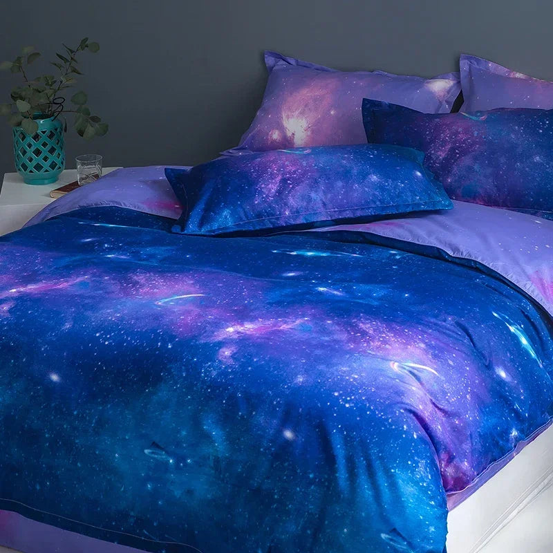 2/3piece Cartoon Animal Starry Sky Print Bedding Set, A Duvet Cover and A Pair of Pillowcases (no Padding), Suitable for Bedroom