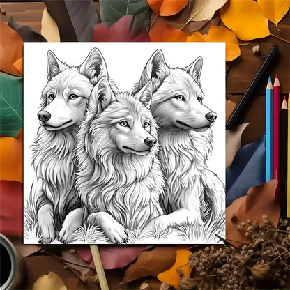 Wolf Pack Colouring Book for Adults - 20 Pages of Detailed Prairie Wolves, Therapeutic Art Therapy Coloring Book