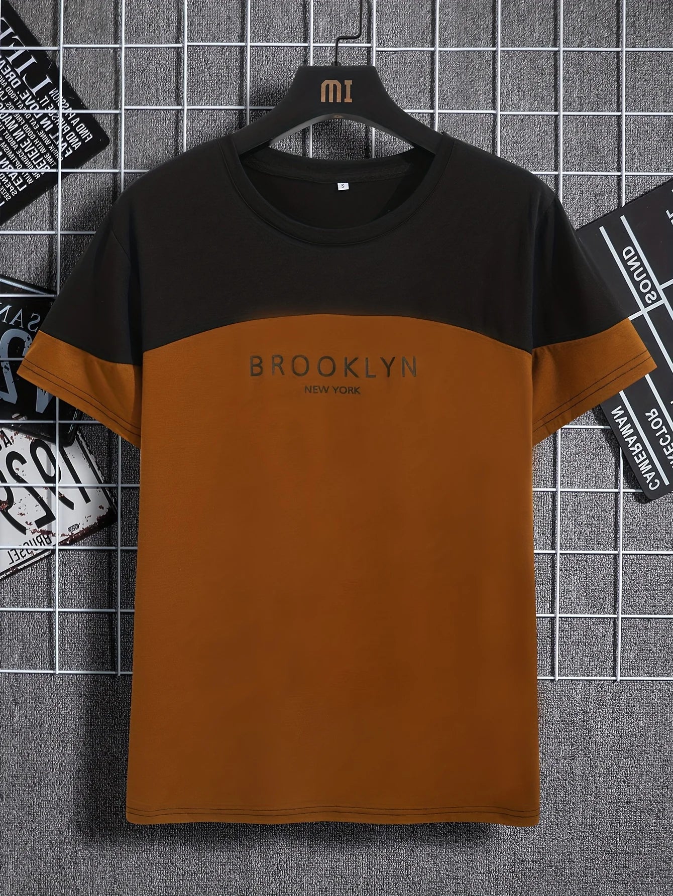 Men's Oversized Los Angeles Letter Print T-Shirt Polyester Summer Breathable Fabric Stylish Minimalist Short-Sleeve Design