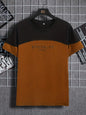 Men's Oversized Los Angeles Letter Print T-Shirt Polyester Summer Breathable Fabric Stylish Minimalist Short-Sleeve Design