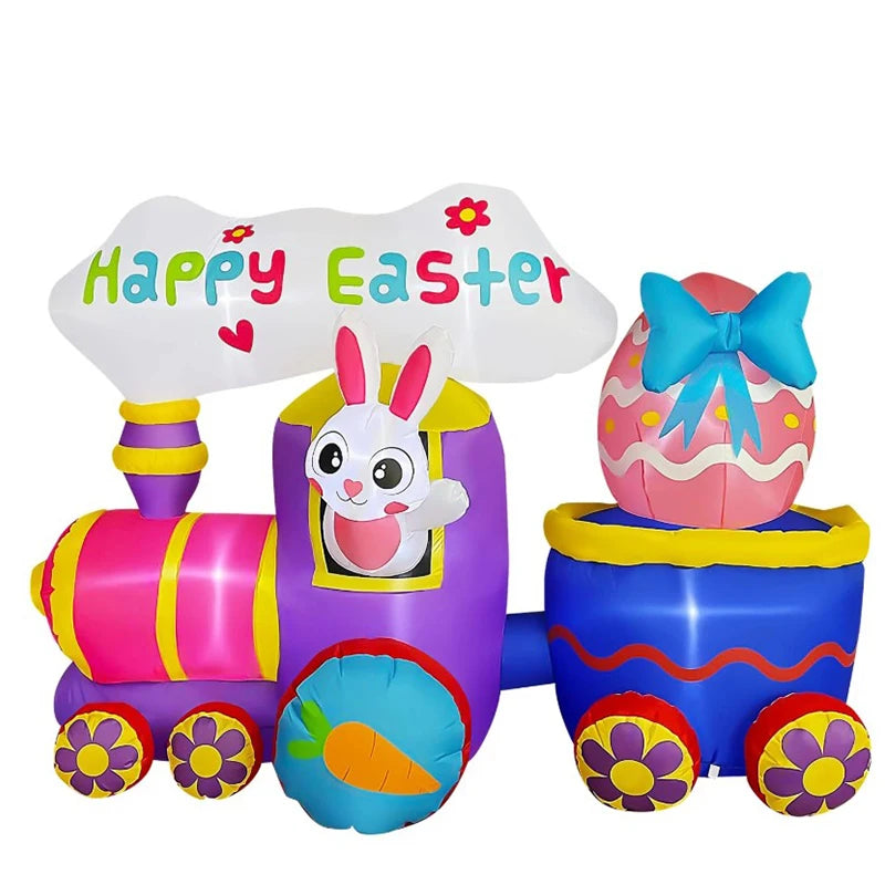 Easter Inflatable Outdoor Toys Easter Bunny Family Eggs Carrot with Build-in LEDs Blow Up Decorations for Party Yard Garden Lawn