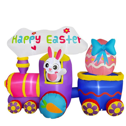Easter Inflatable Outdoor Toys Easter Bunny Family Eggs Carrot with Build-in LEDs Blow Up Decorations for Party Yard Garden Lawn