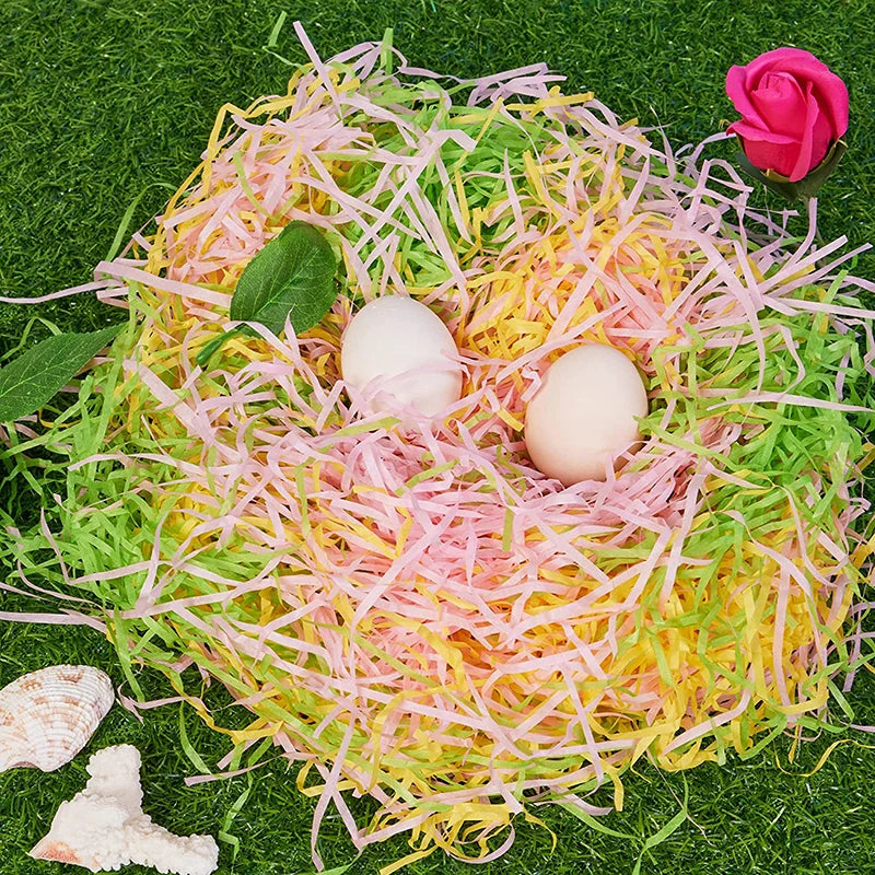 100g Raffia Shredded Paper Grass – Crinkle Basket Stuffers for Easter Eggs & DIY Gift Box Decor