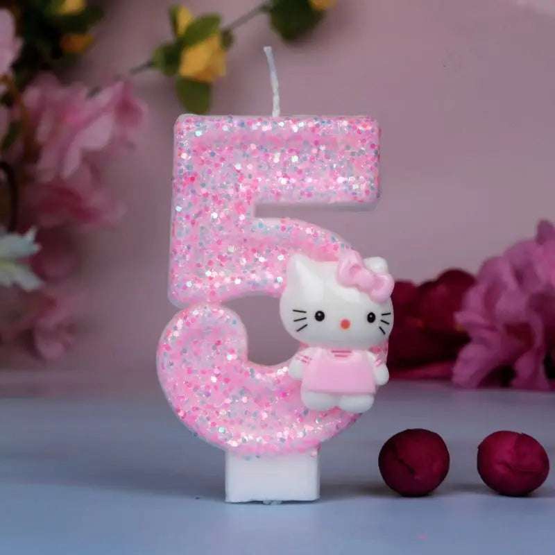 Sanrio Cute Hello Kitty Fun Digital Candles Creative Kawaii  Cartoon Pattern Party Decoration Supplies Birthday Cake Accessories