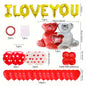 Valentine’s Day Foil Balloon Set – “I Love You” Letters, Hearts & Bear Romantic Party Decor