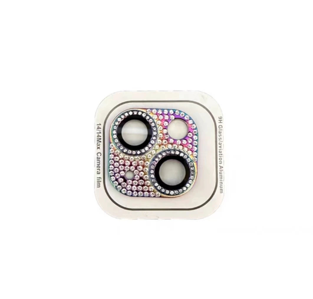 Luxury Camera Lens Film for IPhone 12/ 13/14 /15 Pro Max Mini 14 Plus Metal Glitter Diamond