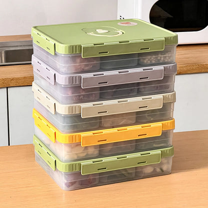 Plastic Divided Meat Food Storage Box Large Capacity Refrigerator Frozen Fresh-keeping Box Kitchen Sealed Storage Container