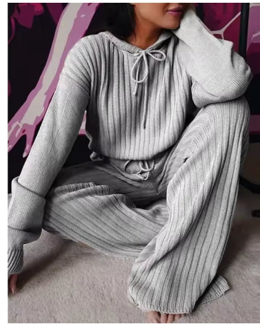 Two Piece Set Women Long Sleeve Loose Hooded Leisure Suit Tracksuit Women