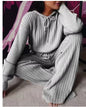 Two Piece Set Women Long Sleeve Loose Hooded Leisure Suit Tracksuit Women