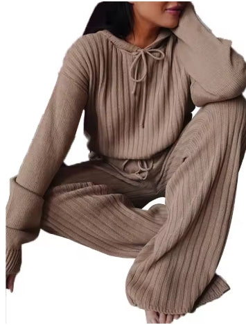 Two Piece Set Women Long Sleeve Loose Hooded Leisure Suit Tracksuit Women