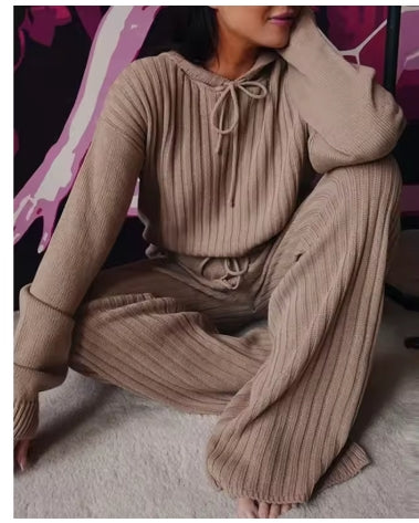 Two Piece Set Women Long Sleeve Loose Hooded Leisure Suit Tracksuit Women
