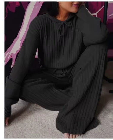 Two Piece Set Women Long Sleeve Loose Hooded Leisure Suit Tracksuit Women