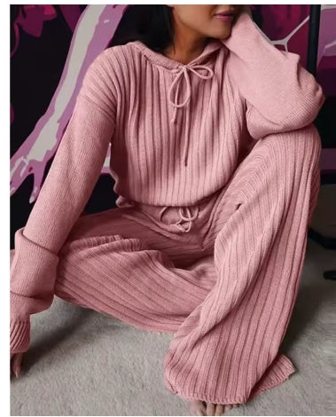 Two Piece Set Women Long Sleeve Loose Hooded Leisure Suit Tracksuit Women