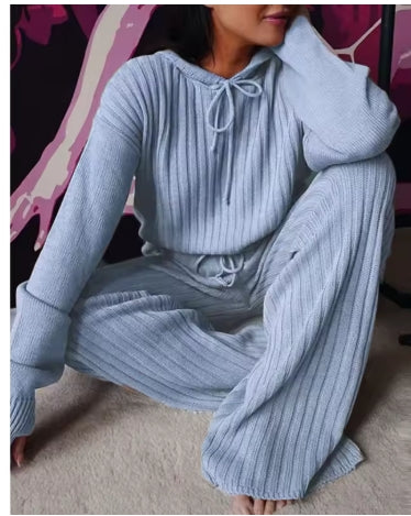 Two Piece Set Women Long Sleeve Loose Hooded Leisure Suit Tracksuit Women