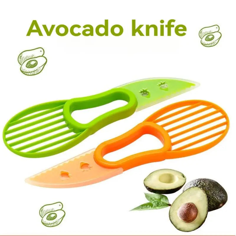 3 In 1 Avocado Slicer Shea Corer Butter Fruit Peeler Cutter Pulp Separator Plastic Knife Kitchen Vegetable Tools Kitchen Gadgets