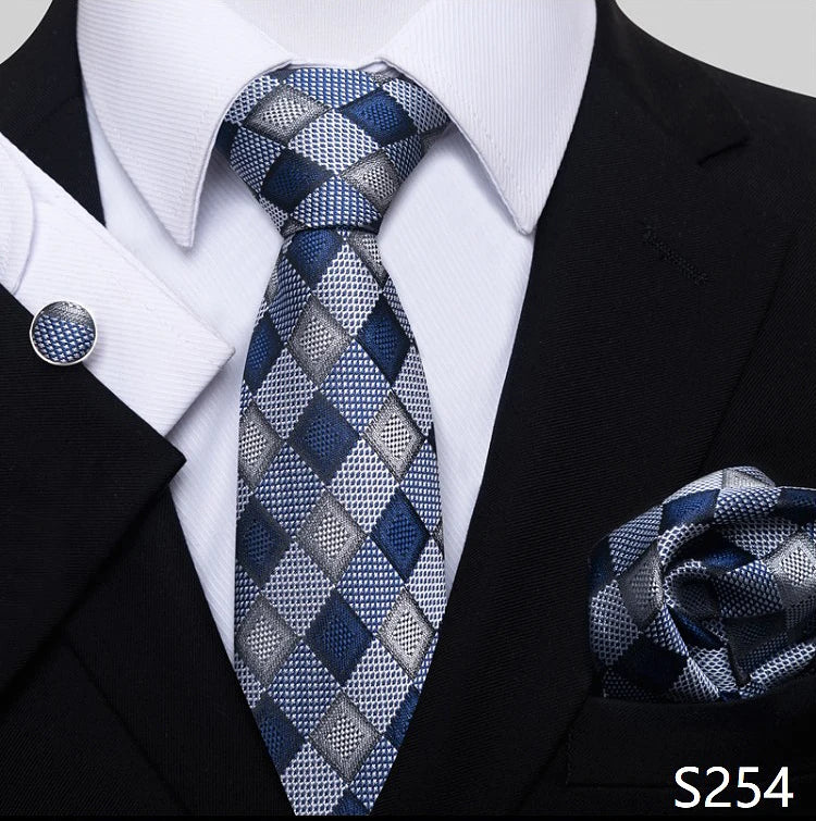 Necktie Pocket Squares Cufflink Set