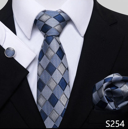 Necktie Pocket Squares Cufflink Set