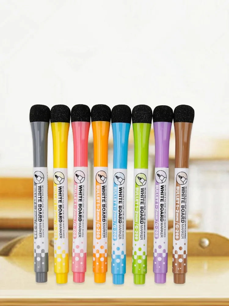 8Pcs Magnetic Erasable Whiteboard Marker Colors Set