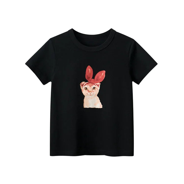 Short Sleeve Children Girl T-shirts Printed 2-8 Years Cotton Toddler Girl Tops Kids Baby Girl Tees Clothes
