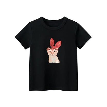 Short Sleeve Children Girl T-shirts Printed 2-8 Years Cotton Toddler Girl Tops Kids Baby Girl Tees Clothes
