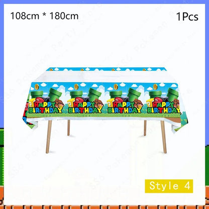 Super Mario Bros Birthday Decoration Party Supplies Disposable Tableware Baby Shower Paper Cup Tablecloth Plate Napkin Bag Kit
