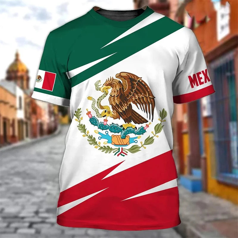 Mexico T-Shirts Mexican Flag 3D Print Streetwear Men Women Fashion Oversized Short Sleeve T Shirt Kids Tees Tops Clothing