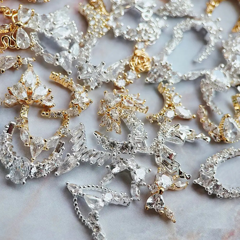 10pcs/lot Luxury No Fading Bow Butterfly Arc Nail Art Parts Zircon Crystal Manicure Nails Accesorios Supplies Decorations Charms