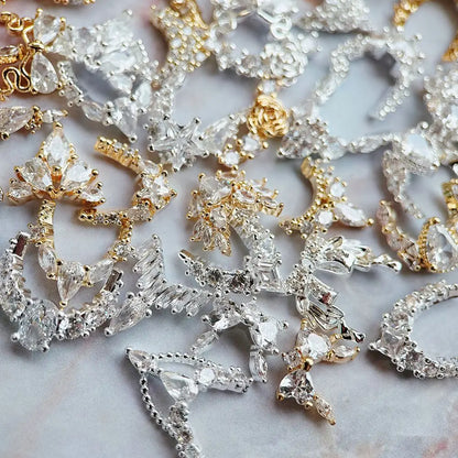 10pcs/lot Luxury No Fading Bow Butterfly Arc Nail Art Parts Zircon Crystal Manicure Nails Accesorios Supplies Decorations Charms