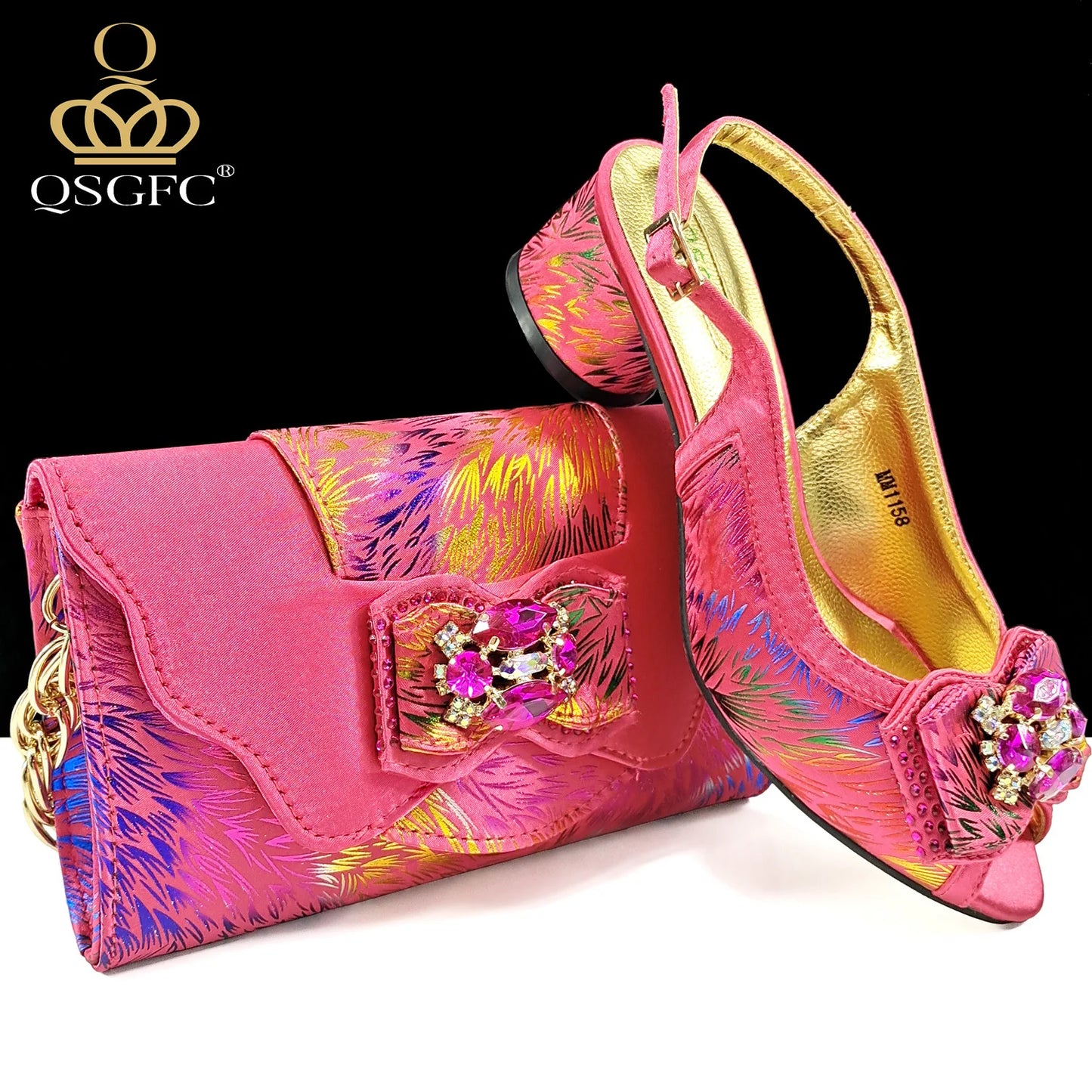 Nigerian Style Women Heels Shoes And Elegant Bag Set Color Matching Handbag Wedding Party Women Shoes