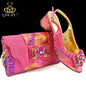 Nigerian Style Women Heels Shoes And Elegant Bag Set Color Matching Handbag Wedding Party Women Shoes