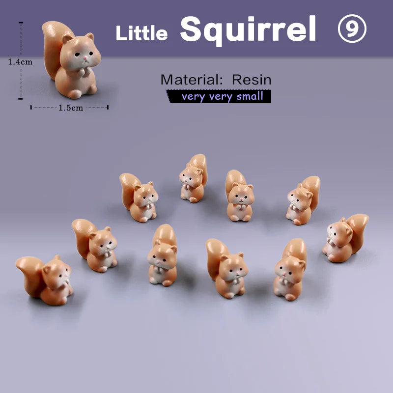10Pcs Easter Rabbit Dinosaurs Capybara Duck Fox Pig Cat Turtle Frog Bird Figurine Miniature Fairy Garden Decoration Accessories