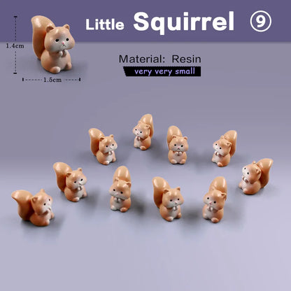 10Pcs Easter Rabbit Dinosaurs Capybara Duck Fox Pig Cat Turtle Frog Bird Figurine Miniature Fairy Garden Decoration Accessories