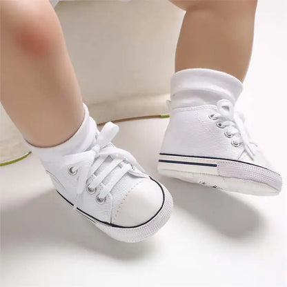 Baby Classic Canvas Sports Shoes Gender Free First Pair of Toddler Baby Shoes Non Slip Soft Soles Newborn Baby Crib Shoes