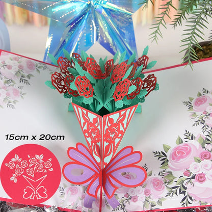 3D Pop Up Flower Greeting Cards Wedding Card Anniversary Thanksgiving Valentines Day Birthday Gift Thank You Card Handmade Cards