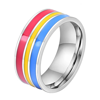Pride Parade Lesbian Gay LGBT Pride Ring, Bisexual Non-binary Pride Multicolor Rainbow Ring, Love Promise Wedding Jewelry