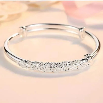 Trendy 925 Sterling Silver Bangles Bracelet Charms