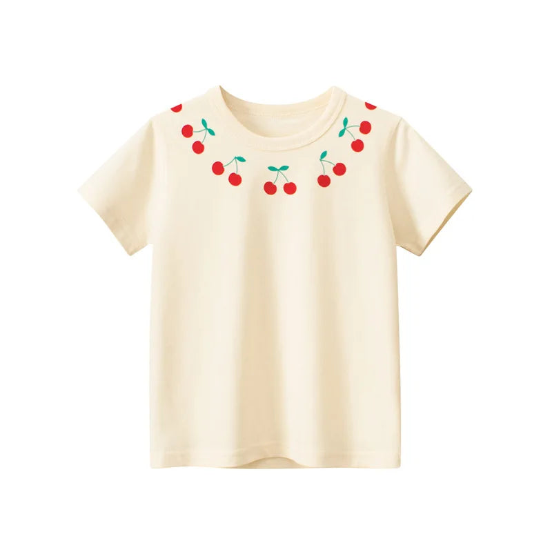 Short Sleeve Children Girl T-shirts Printed 2-8 Years Cotton Toddler Girl Tops Kids Baby Girl Tees Clothes